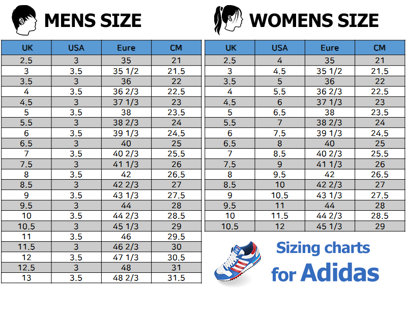 Adidas Men's Shoe Size Chart